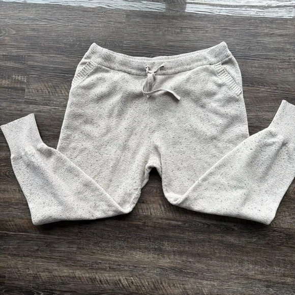 Sweater Set - joggers & v-neck sweater - speckled cream color - cotton blend - Picture 6 of 11